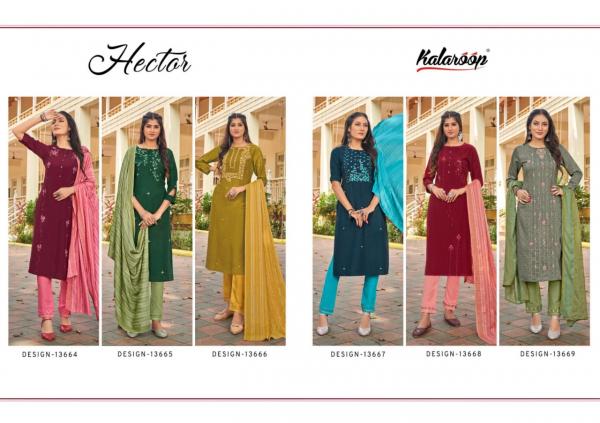 Kalaroop Hector Designer Kurti With Bottom Dupatta Collection